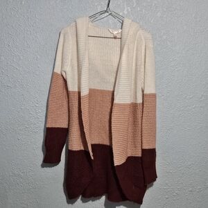 NOBO No Boundaries Women's S 3-5 Open Front Trio Colored Cardigan Crochet Knit